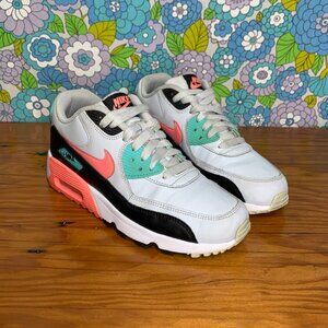 Nike Air Max 90 White Platinum Lava Glow Sneaker Size: 5.5 Youth (Womens size 7)